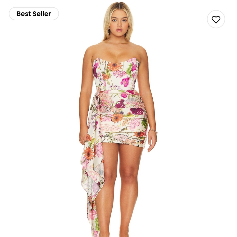 Revolve (Katie May) - chasing down gown in pink daisy